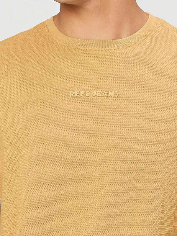 Pepe Jeans khaki knitted t shirt in plain