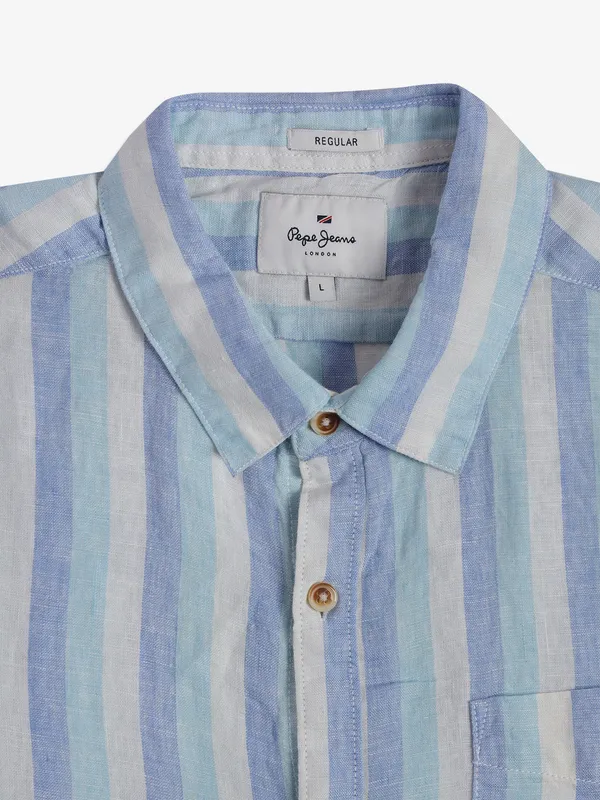 PEPE JEANS light blue stripe cotton shirt