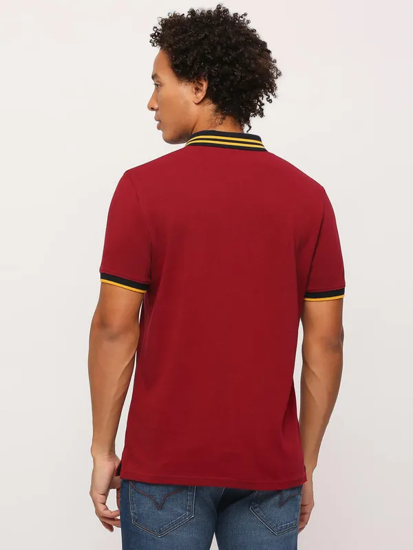 Pepe Jeans maroon polo t shirt