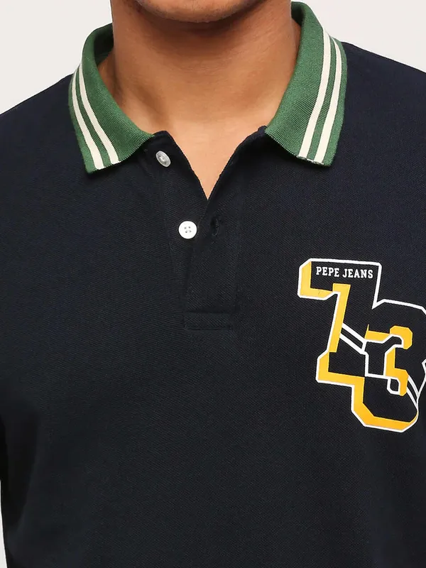 Pepe Jeans navy cotton polo t shirt