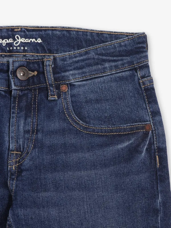 PEPE JEANS navy denim jeans in washed