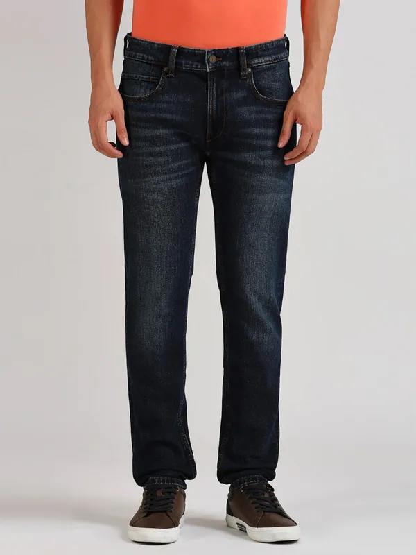 PEPE JEANS navy denim washed slim fit jeans