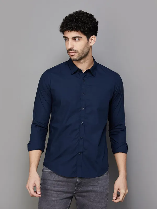 Pepe Jeans navy plain casual shirt