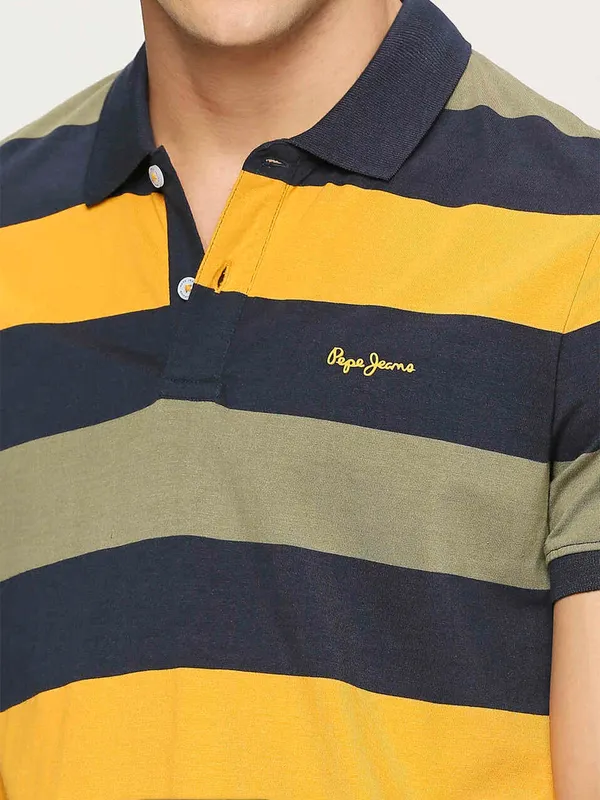 Pepe Jeans navy stripe polo slim fit t shirt
