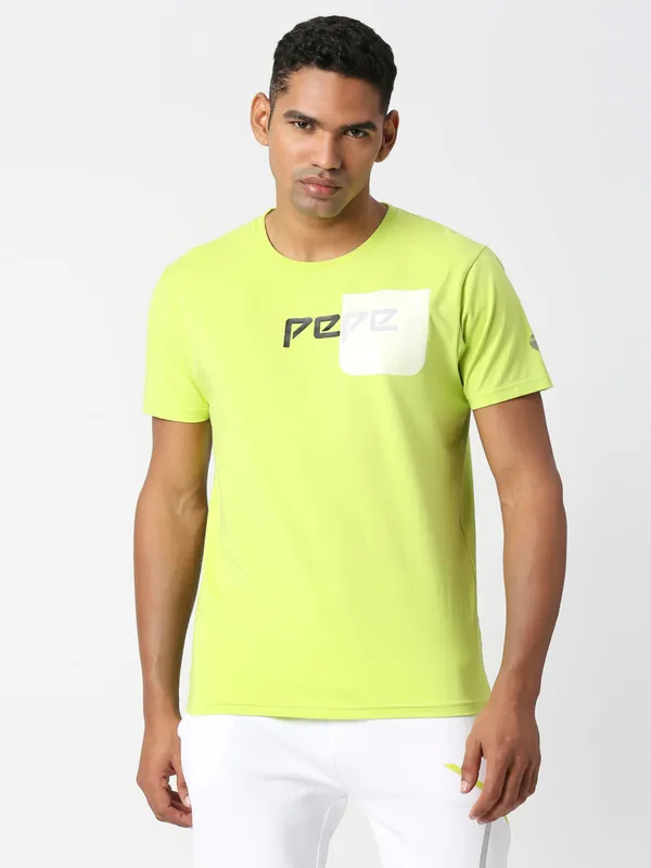 Pepe Jeans neon green cotton plain t shirt