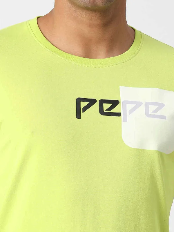 Pepe Jeans neon green cotton plain t shirt