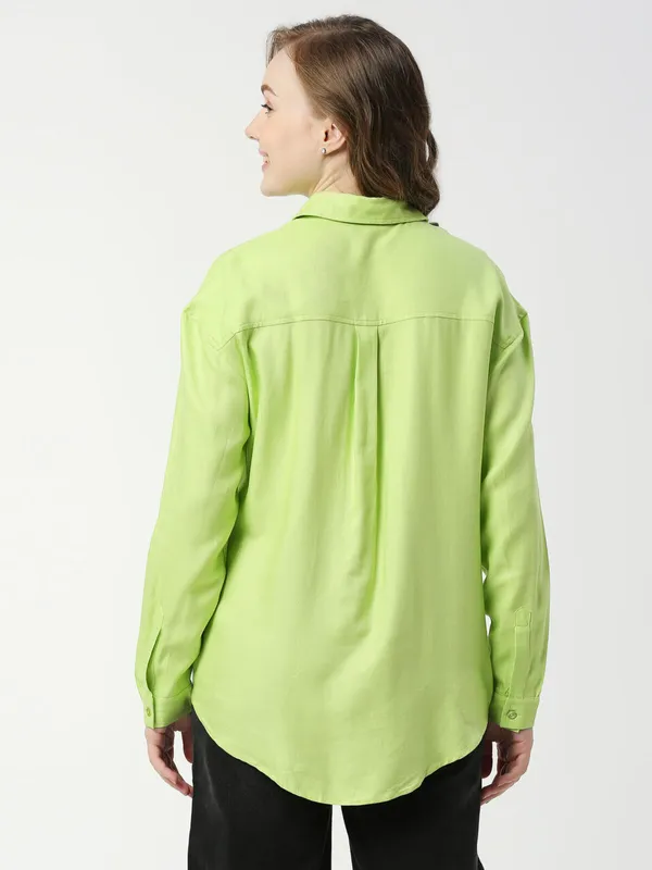 Pepe Jeans neon green viscose plain shirt
