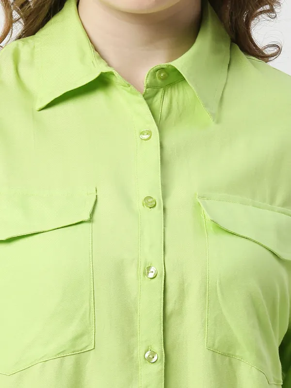 Pepe Jeans neon green viscose plain shirt