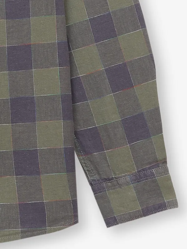 PEPE JEANS olive cotton checks shirt