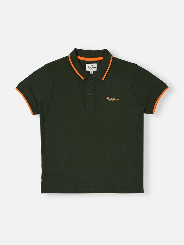 PEPE JEANS olive cotton plain t-shirt