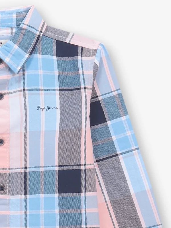 PEPE JEANS peach checks cotton shirt