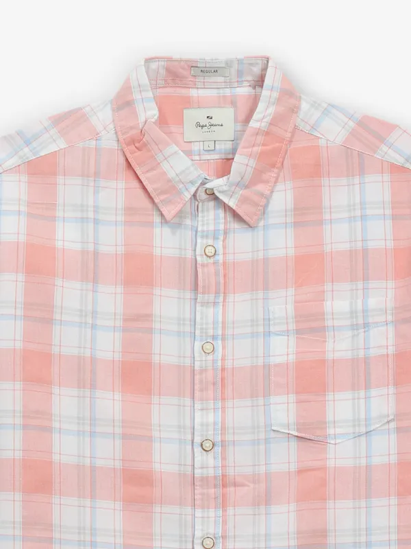 PEPE JEANS peach checks cotton shirt for women