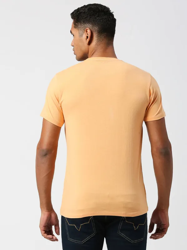 Pepe Jeans peach cotton printed t shirt
