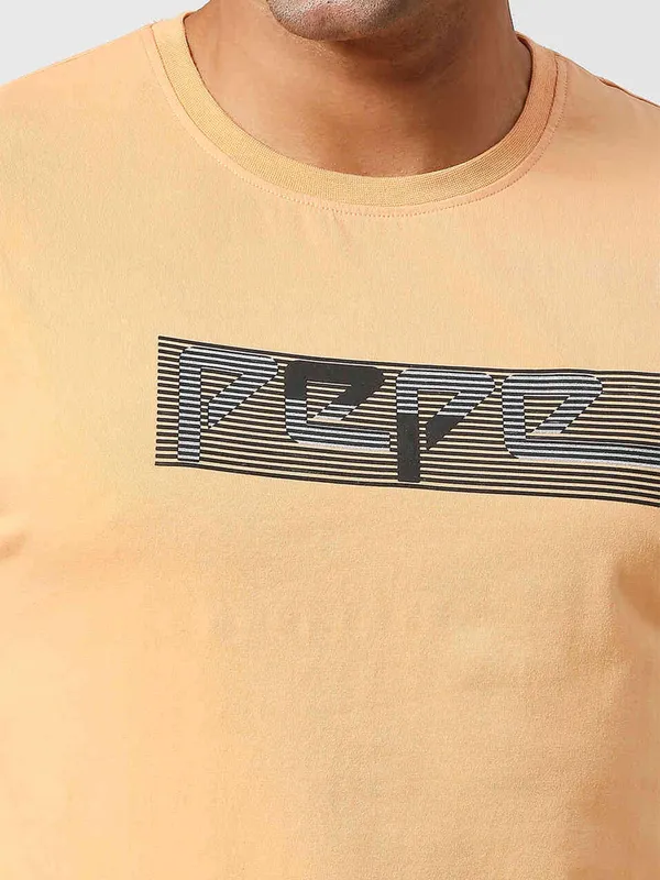 Pepe Jeans peach cotton printed t shirt