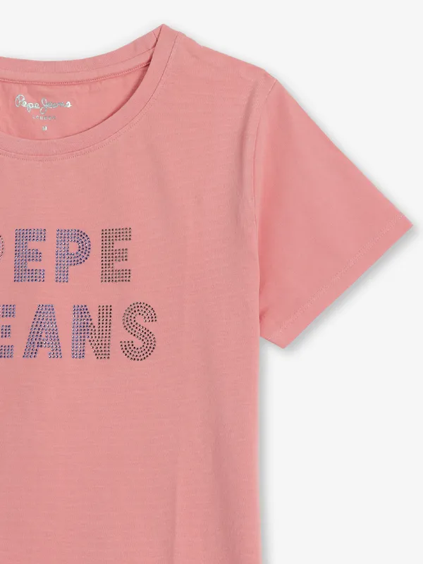 PEPE JEANS peach cotton slim t-shirt