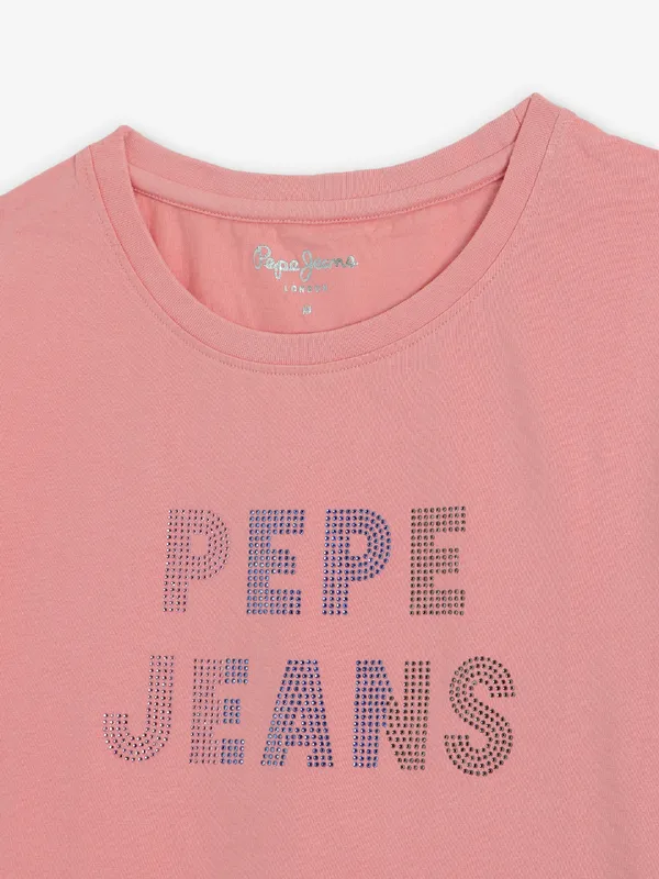 PEPE JEANS peach cotton slim t-shirt