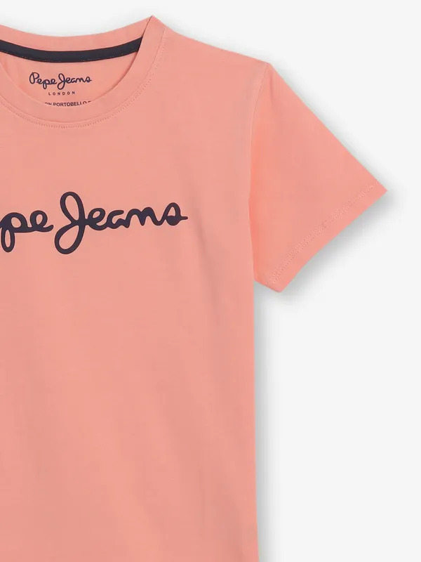 PEPE JEANS peach cotton t-shirt for boys