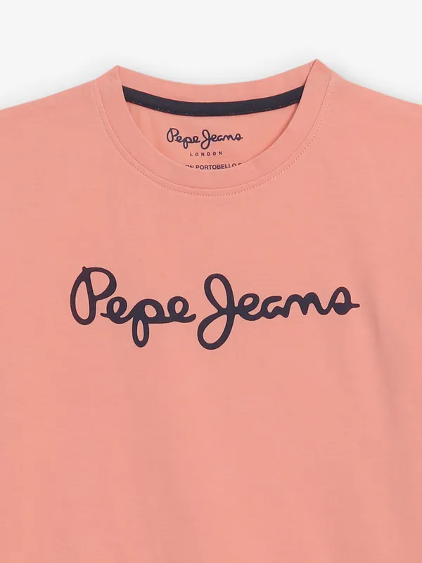 PEPE JEANS peach cotton t-shirt for boys