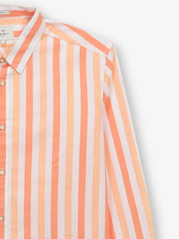 PEPE JEANS peach stripe cotton shirt for men