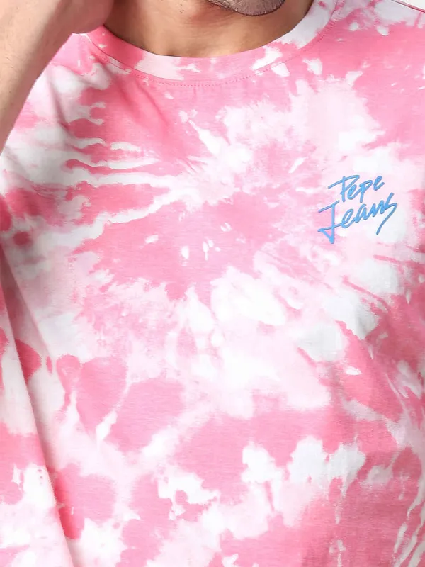 Pepe Jeans pink shibori printed t shirt
