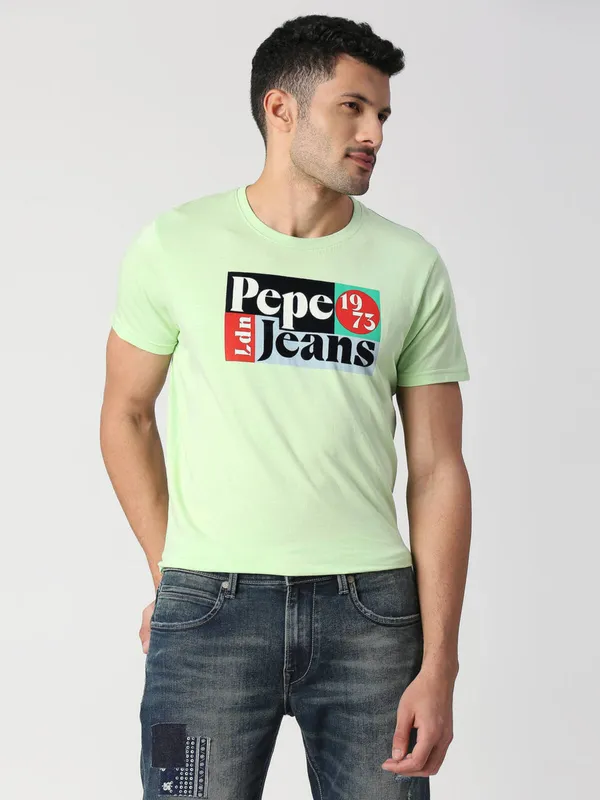 Pepe Jeans pista green cotton printed shirt