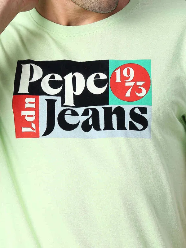 Pepe Jeans pista green cotton printed shirt