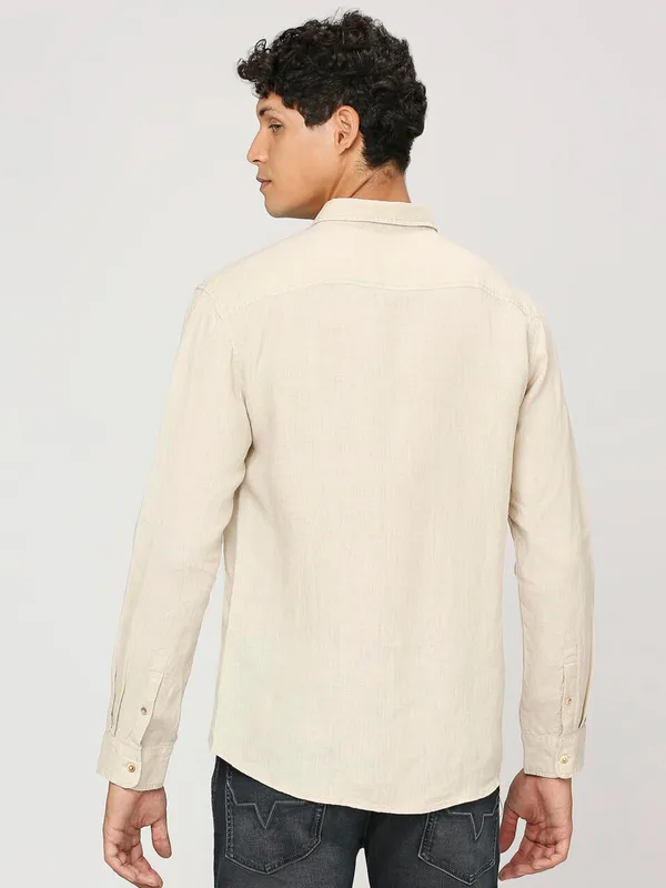 Pepe Jeans plain beige linen shirt