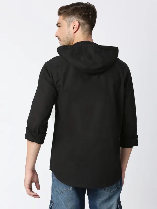 Pepe Jeans plain black hooded shirt