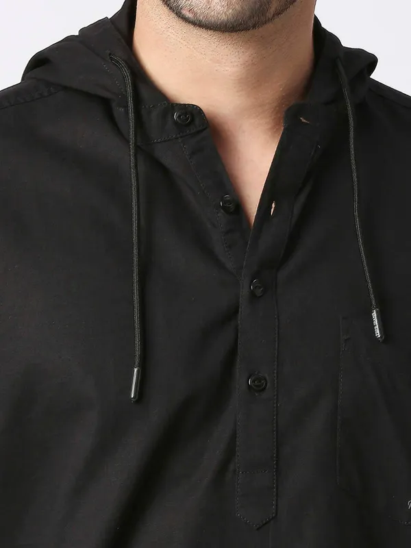 Pepe Jeans plain black hooded shirt