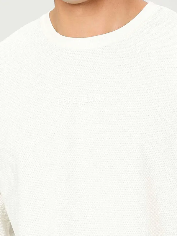 Pepe Jeans plain knitted white t shirt