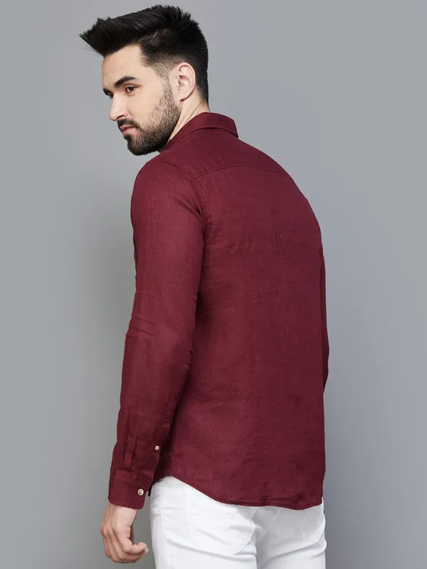 Pepe Jeans plain maroon shirt