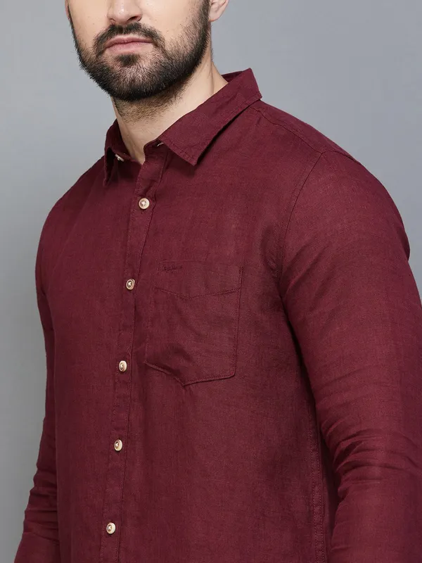 Pepe Jeans plain maroon shirt