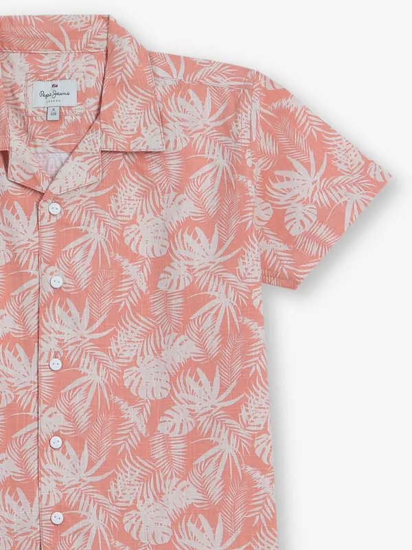 PEPE JEANS printed cotton peach shirt