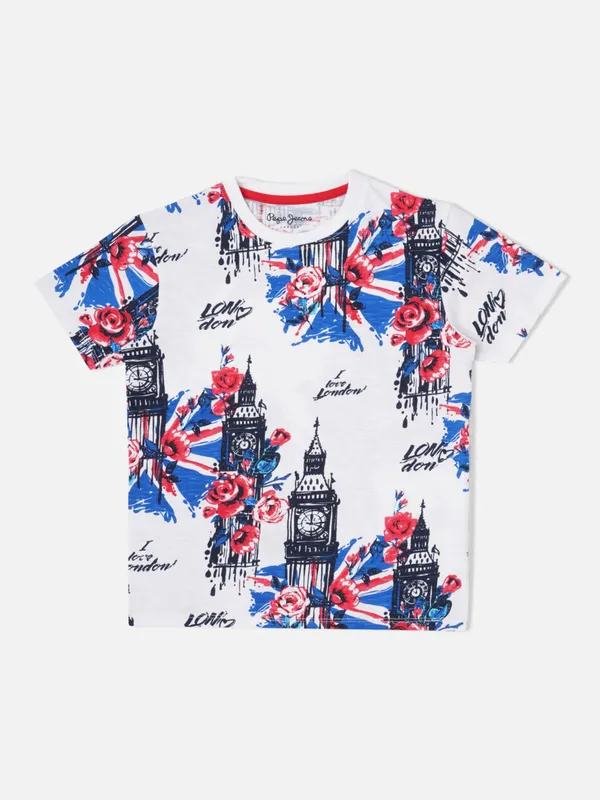Pepe Jeans printed cotton white t shirt