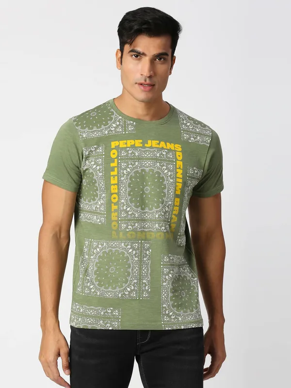 Pepe Jeans printed green t shirt
