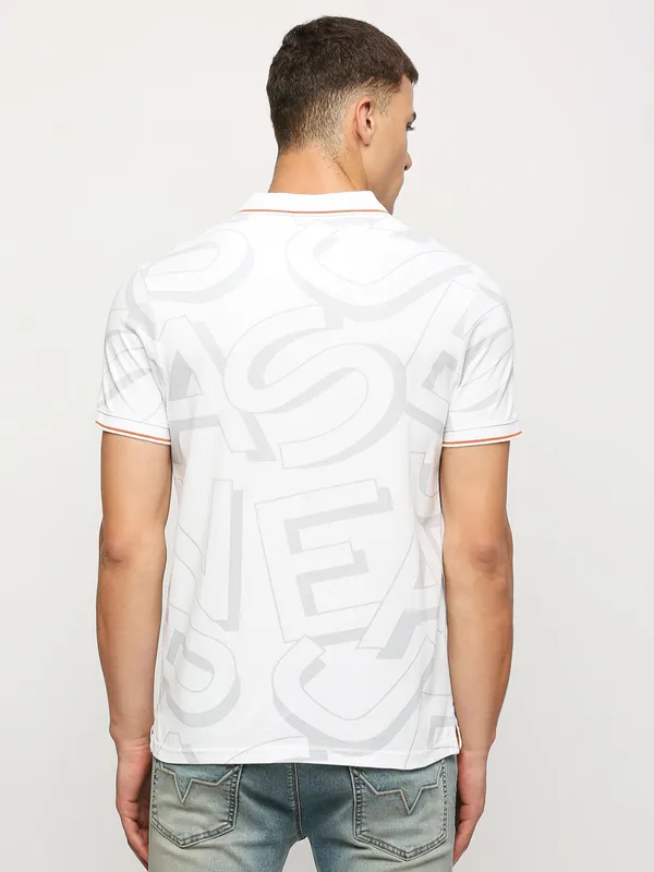 Pepe Jeans printed polo neck white t shirt