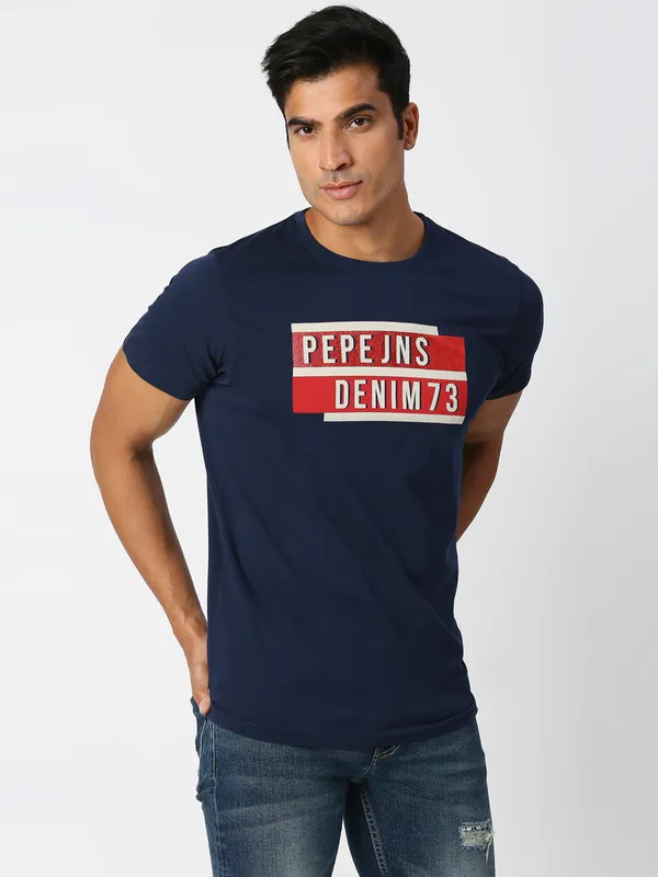 Pepe Jeans printed t shirt in navy