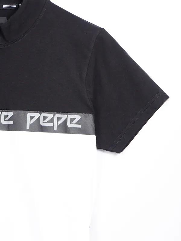 Pepe Jeans printed white and black cotton t shirt