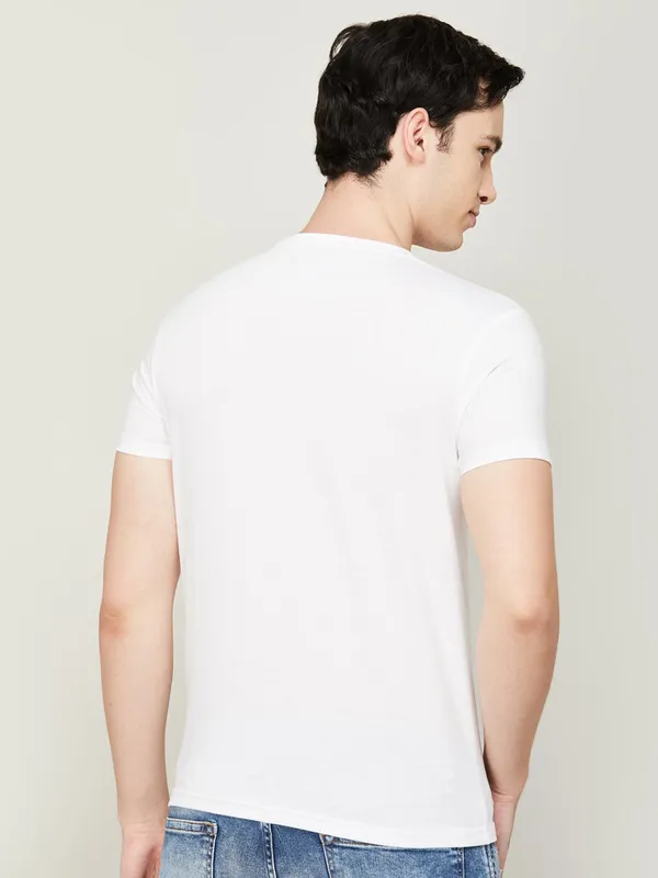 Pepe Jeans printed white cotton t shirt