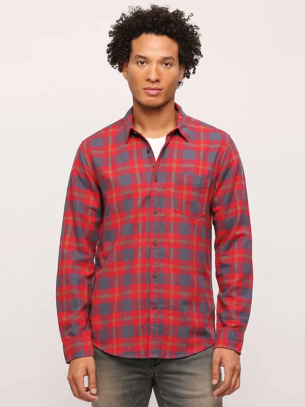 Pepe Jeans red checks cotton shirt
