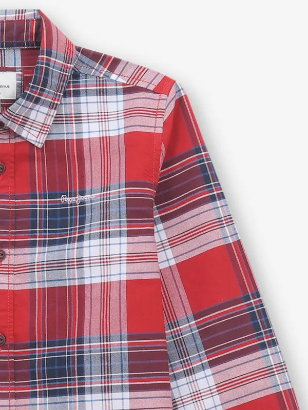 PEPE JEANS red checks cotton shirt for boys