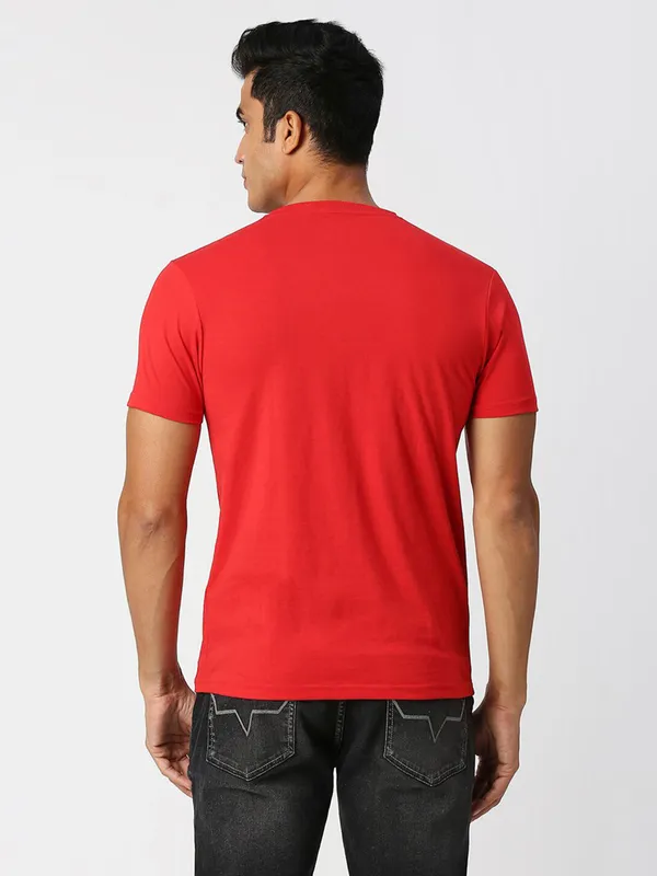 Pepe Jeans red cotton round neck t shirt