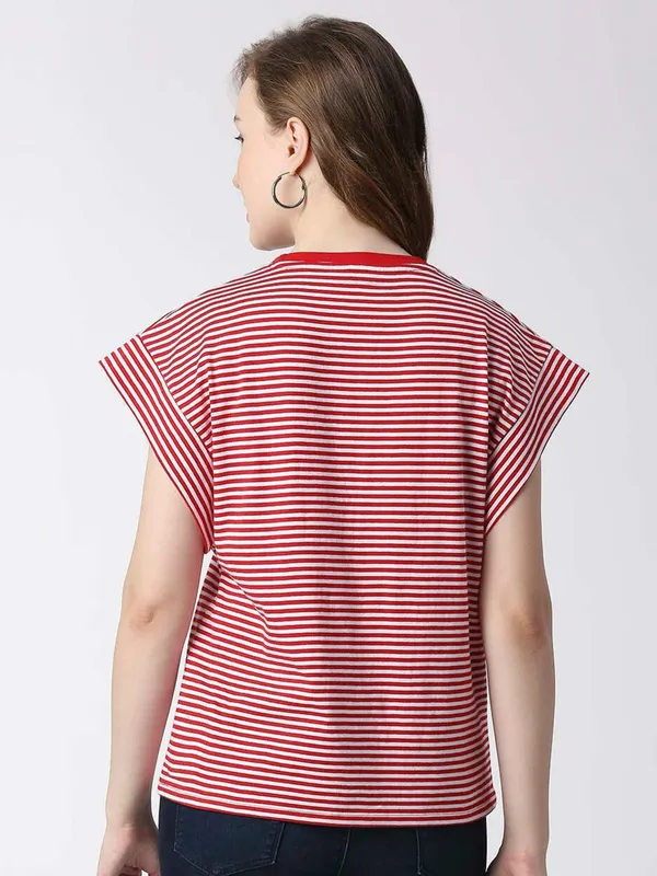 Pepe Jeans red cotton stripe t shirt