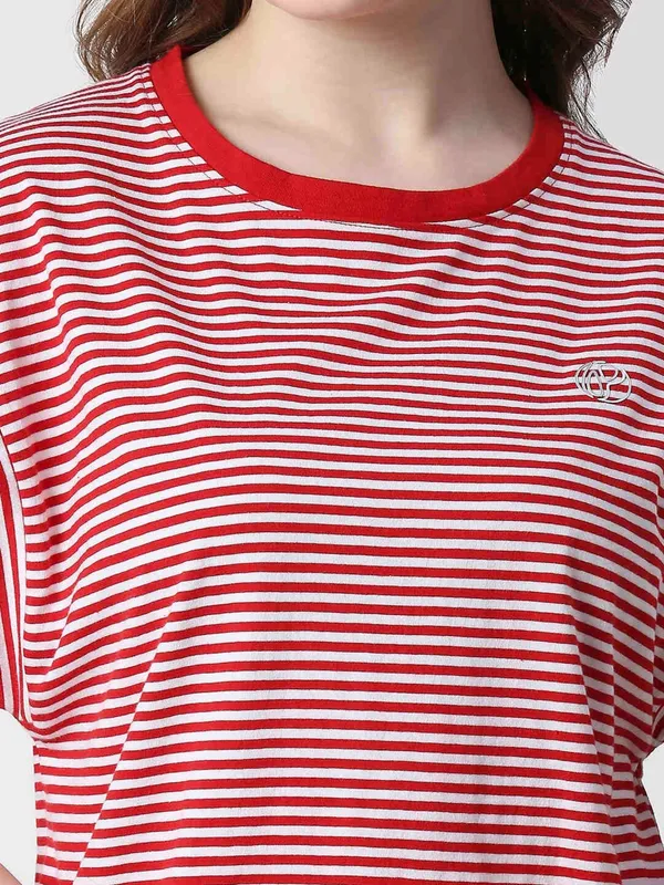 Pepe Jeans red cotton stripe t shirt