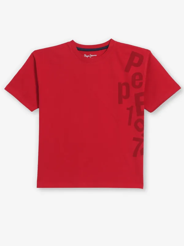 PEPE JEANS red printed cotton t-shirt
