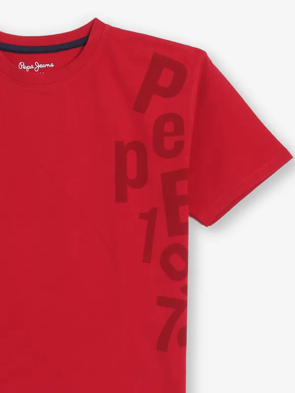 PEPE JEANS red printed cotton t-shirt