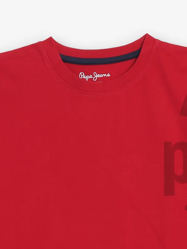 PEPE JEANS red printed cotton t-shirt