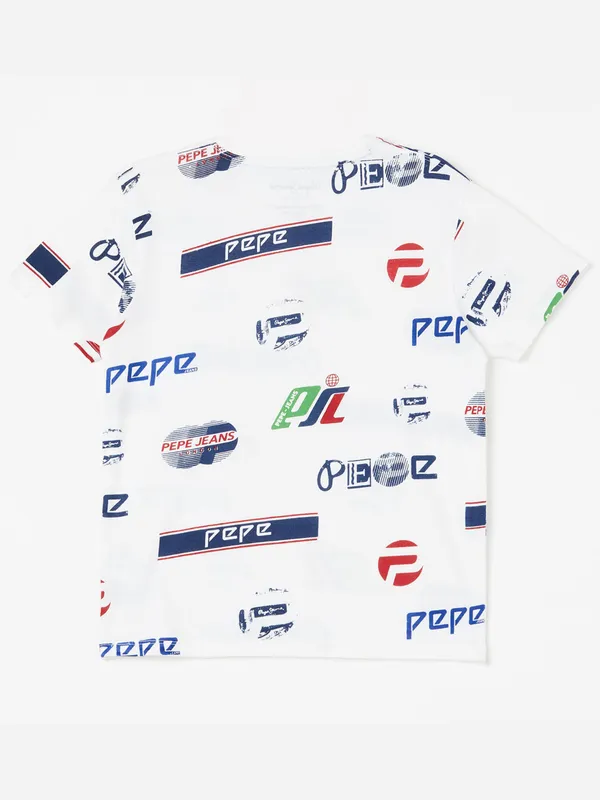 Pepe Jeans round neck white printed t-shirt