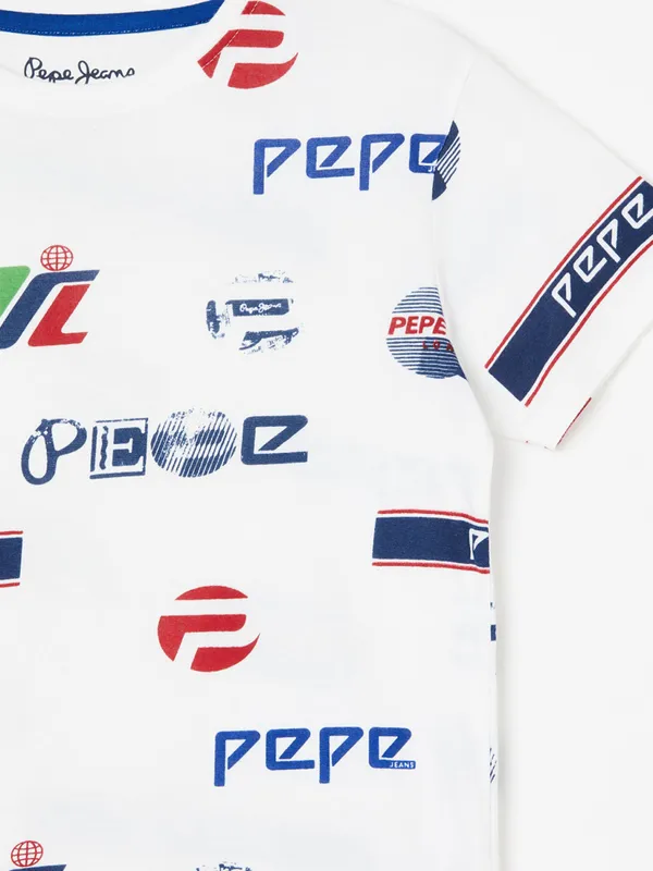 Pepe Jeans round neck white printed t-shirt