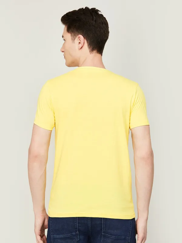 Pepe Jeans round neck yellow printed t shirt
